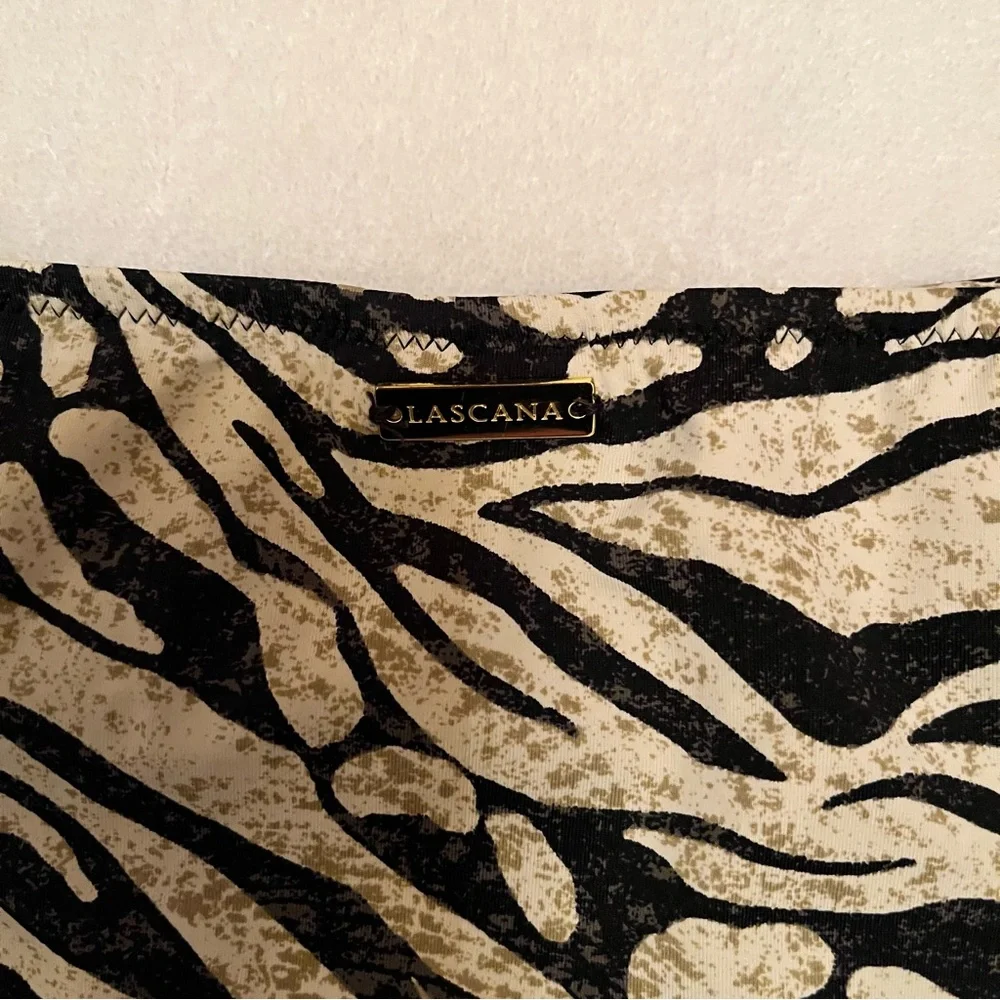 Lascana Ruched Zebra Print Bikini Bottom size 8 Grey Black Cream Brown Beach - Picture 7 of 9